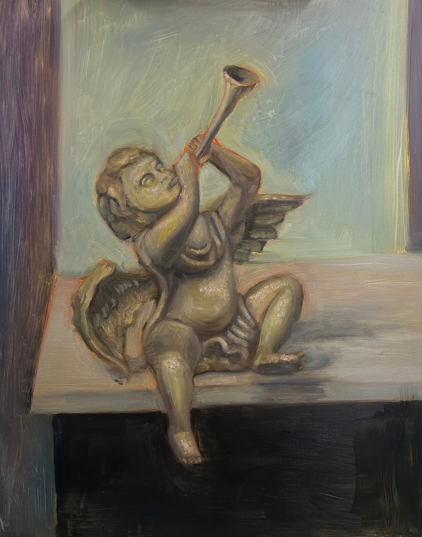 Bronze Angel Still Life Painting